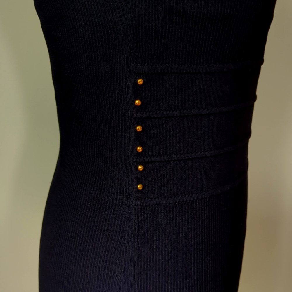 Evie Ribbed Knit Wrap Style Tank Top Embellished MEDIUM Black - Picture 8 of 14